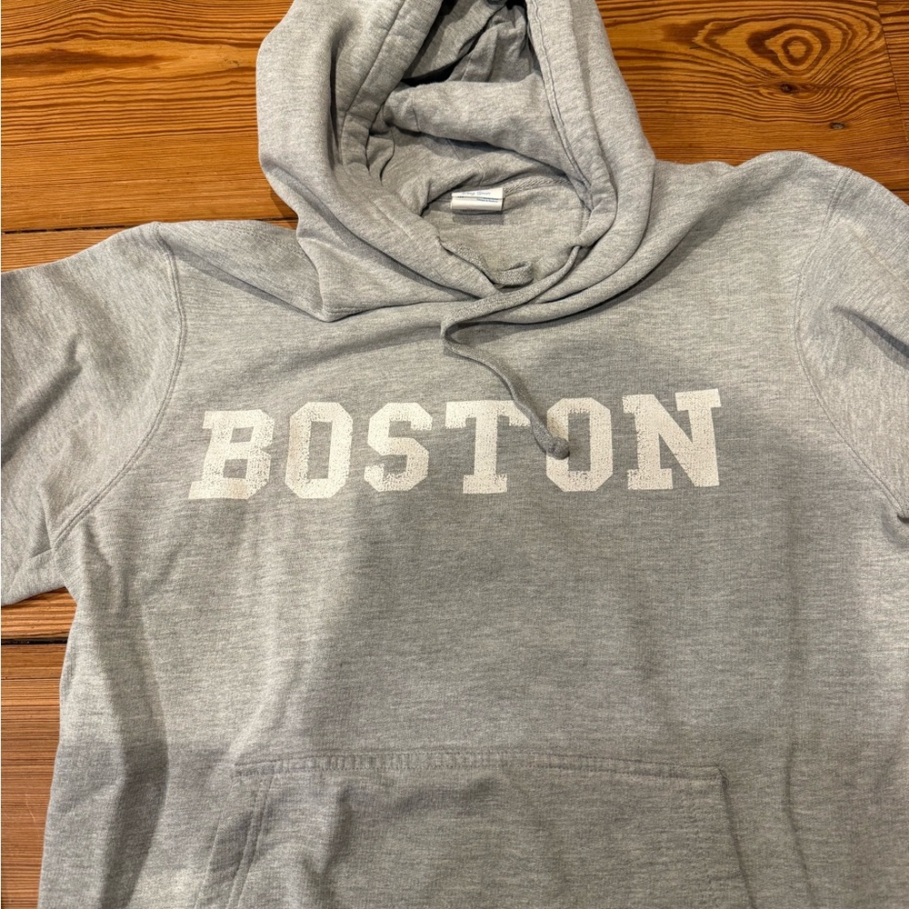 Port and Company Gray Hoodie with Boston Print